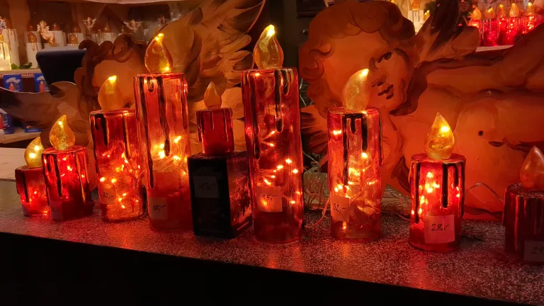 Candles in a Christmas market.